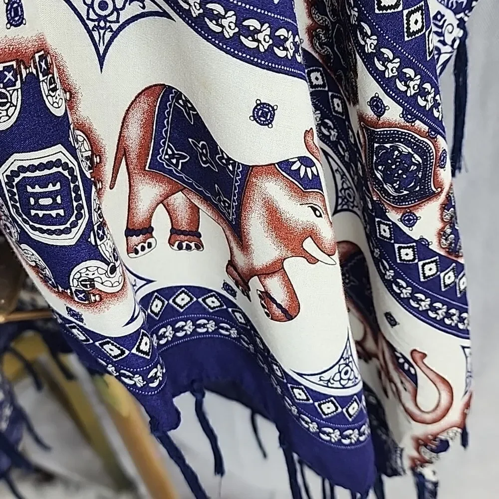 Fringed Elephant Kimono Wrap